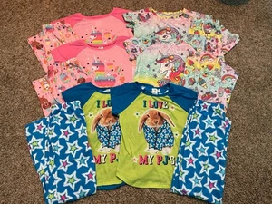 Twin girls Children's Place summer pajama lot size 10/12 pants T-shirts matching - Picture 1 of 4
