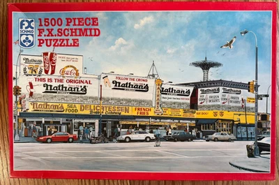VTG 1992 F.X. SCHMID NEW YORK NATHAN'S FAMOUS 1500 PIECE JIGSAW PUZZLE #98419 - Image 1 of 4