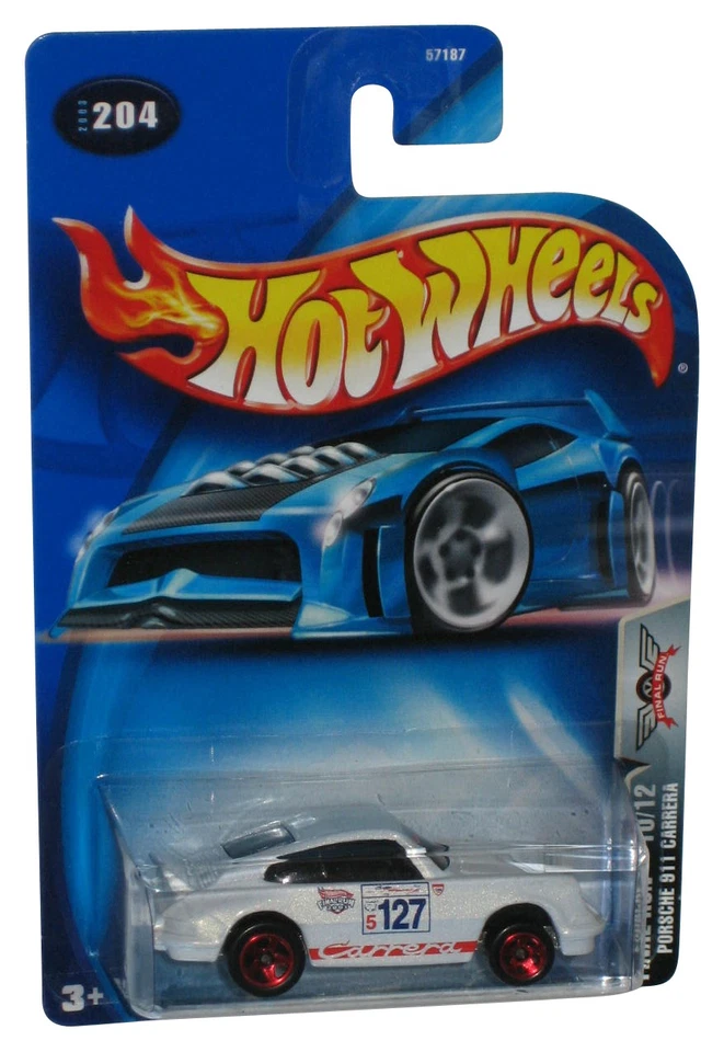 Hot Wheels Final Run 10/12 (2003) Bianco Porsche 911 Carrera Toy Auto #204 - Immagine 1 di 1