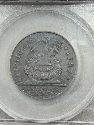 1787 FUGIO CENT COLONIAL COPPER 8 POINTED STARS XF LIGHT CORROSION - Image 1 of 3