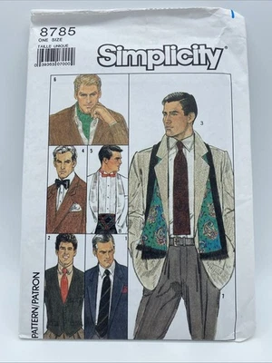Simplicity 8785 Men’s Accessories Ties Scarf Cummerbund Sewing Pattern 1996 - Image 1 of 4
