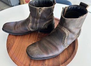 Bed Stu Revolution Boots Mens Sz 10 Brown Leather Stitched Ankle Zip Up - Picture 1 of 10