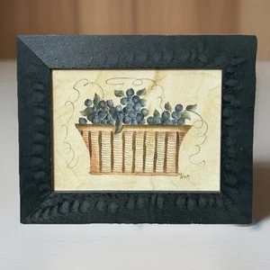 Ann Rea Satz Ölgemälde Samt Obstkorb Volkskunst signiert 10,5” x 8,5” - Bild 1 von 13