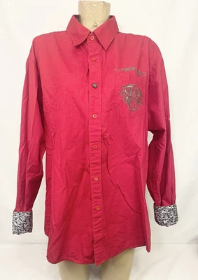 Camisa Ed Hardy XL X Grande 48" Christian Audigier Manga Larga Rojo Tigre Bordado Foto 1 de 4