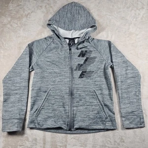 Nike Jacket Kids L Grey Dri Fit Hooded Graphic Full Zip - Picture 1 of 7