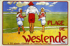 PLAGE de WESTENDE Ostende BELGIUM Vintage Travel Poster