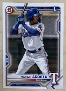 MAXIMO ACOSTO - 2021 Bowman Prospects Baseball #BP-7 - TEXAS RANGERS - Picture 1 of 2