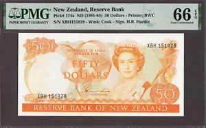 Nueva Zelanda 50 dólares (1981-85) prefijo Hardie - XBH Pick-174a GEMA UNC PMG 66 EPQ - Imagen 1 de 2