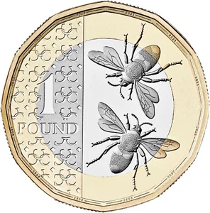Großbritannien 2023 Bimetall 1 Pfund. Karl III. Honigbienen. UNC BU. KM# 2447 - Bild 1 von 5