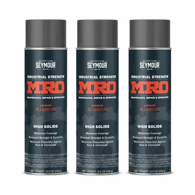 3-PACK 620-1411 Seymour MRO Industrial High-Solids Spray Paint, Aluminum (16 oz)