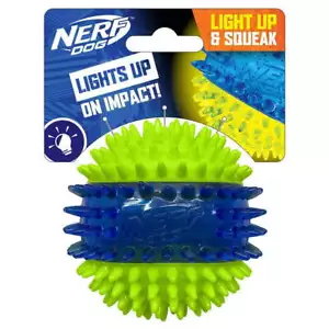 Nerf Dog LED Light Up Dental Spikes Squeak Ball Dog Toy, 2.7 inches - Picture 1 of 6