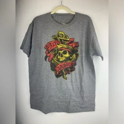 Camiseta Grande De Colección Parques Disney WDW Piratas del Caribe Hanes Gris Algodón Foto 1 de 4