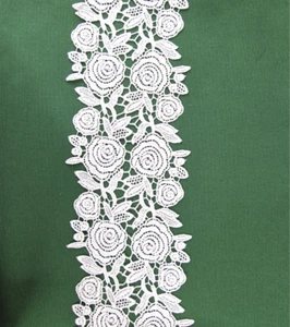 Borde de encaje, guipur, pat. 12G0152, Ancho 110 mm, 1 Metro de Largo, Color Blanco - Imagen 1 de 4