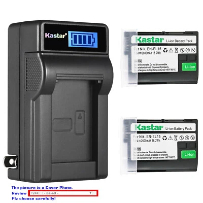 Cargador de Pared LCD Batería Kastar para Nikon Original EN-EL15 Nikon Genuino MH-25A Foto 1 de 4