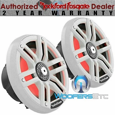 ROCKFORD FOSGATE M2-8 WHITE 8" LIGHTS MARINE 2-WAY TWEETERS BOAT SPEAKERS NEW - Image 1 of 4