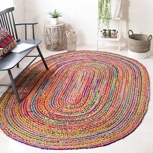 Ripaz Oval Rug Jute & Cotton Chindi Hand Braided Area Rug for Home Decor - Picture 1 of 4