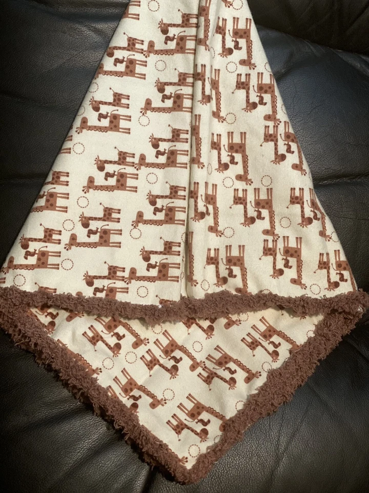 Manta bebé animal jirafa - borde trenzado hecho a mano Foto 1 de 3