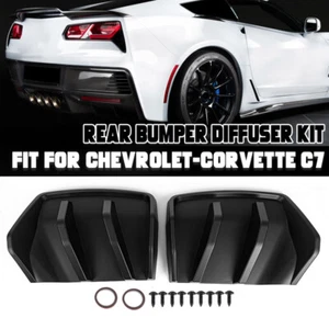 Matte Black Big Fin Rear Bumper Diffuser Lip Kit For 2014-2019 Corvette C7 Z06 . - Picture 1 of 10