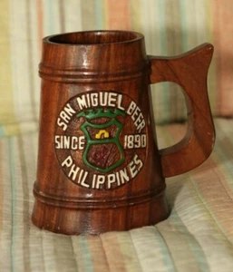 Birra San Miguel Filippine pubblicità vintage tutto legno pietra altezza 6 pollici - Foto 1 di 4