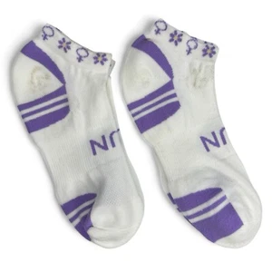 Womens White Purple Floral Running Socks Size L Shoe Size 10-12 - 2 Pairs NWOT - Picture 1 of 4
