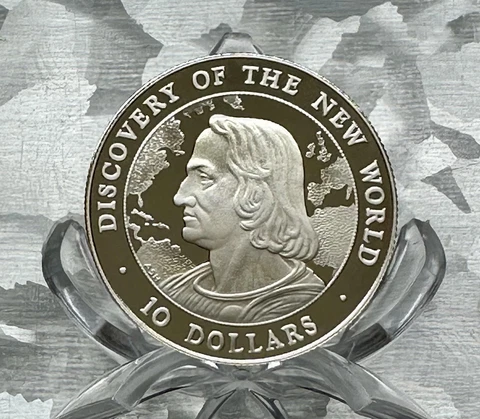 1990 Bahamas 10 Dollar Sterling Silver Coin⭐️Uncommon and Uncirculated! Cover