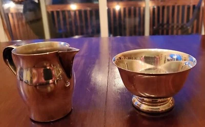 Vintage Silverplate Paul Revere Bowl and Pitcher Reproduction WM Rogers Foto 1 de 4