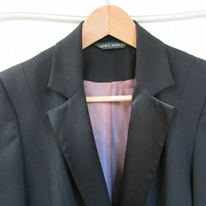 Giacca Smoking Blazer nero Lana raso Laura Ashley S 42 - Foto 1 di 12
