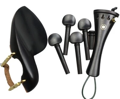 1/4 Violin Parts with clamps Chinrest  Endpin Pegs Tailpiece Fine tuners Ebony - Image 1 of 4