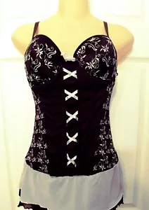 Basic International Camisole Bodysuit S Black Gray Bralet Underwire Corset Style - Picture 1 of 6