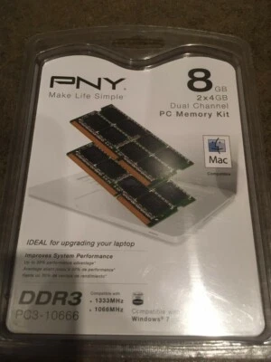 MN8192KD3-1333 PNY 8GB Kit (2 X 4GB) PC3-10600 DDR3-1333MHz non-ECC Unbuffered - Image 1 of 2