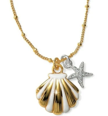 NWT Brighton SEA DREAMER SHELL Gold White Petite Pendant Necklace MSRP $50 - Image 1 of 4