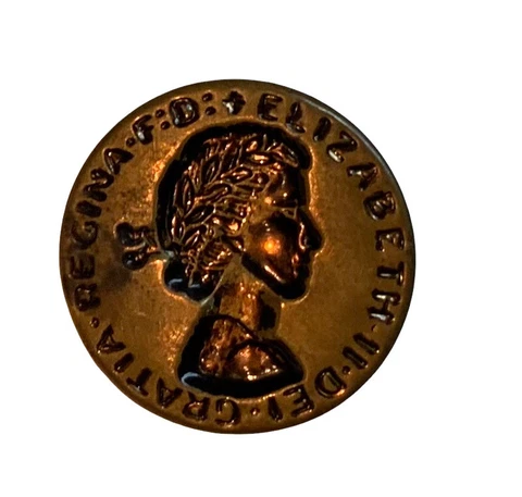 Antique metal button ELIZABETH II DEI GRATIA REGINA F:D: 1 1/8" Dia~Beautiful! Cover