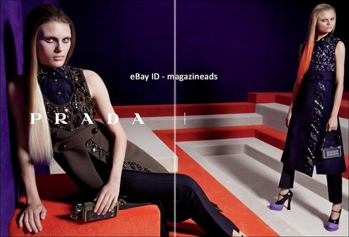 PRADA 2 pagine STAMPA ANNUNCIO autunno 2012 MADISON HEADRICK Magdalena Frackowiak MEISEL