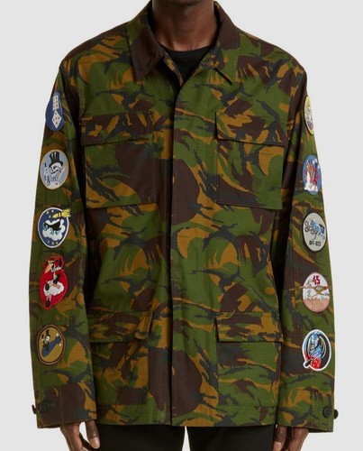 OFF WHITE Cappotto giacca da campo bianco da uomo verde mimetico da $1750 taglia S
