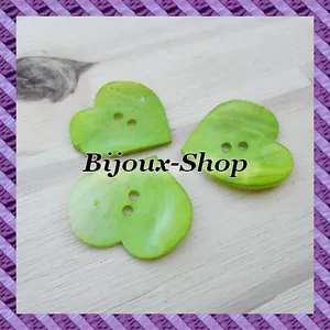 8 boutons nacre forme cœur 23mm - Foto 1 di 1