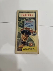SINCLAIR HC GASOLINE INDIANA ROAD MAP & SIGHT SEEING GUIDE VINTAGE 1940’s* B119 - Picture 1 of 7