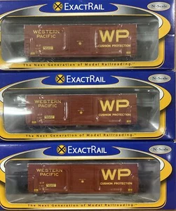 N Scale EXACTRAIL 50104 WESTERN PACIFIC PC&F 6033 CUFT BOXCAR Runner Pack Set WP - Picture 1 of 2