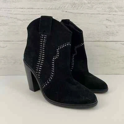 Joie Monte Black Suede Studded Western Ankle Boots Size 7.5 - Image 1 of 4