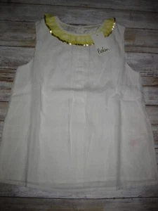 NWT Mini Boden girls 9 10 Sparkly Yellow Gold Sequin Trim Ivory Top Shirt - Picture 1 of 4