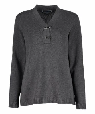 Suéter Henley Karen Scott by Macy's Charcoal Heather Hardware tamanho M** - Imagem 1 de 4