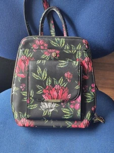 Steve Madden Small floral Backpack- Adjustable Straps - Black- Zip Up- Good - Picture 1 of 23