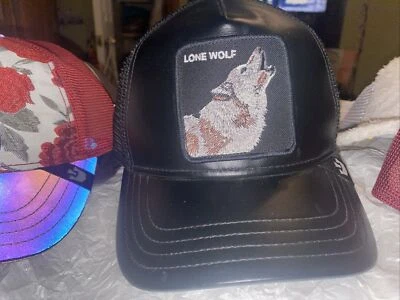 Goorin Bros The Farm Animal Trucker Navy Leather LONE WOLF PACK BOSS Snapback - Image 1 of 4