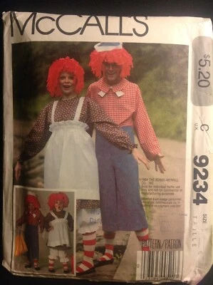 Pattern McCall’s 9234, kids Raggedy Ann and Andy costume Size 6 - Image 1 of 2