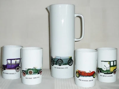 Service À Jus Kanne Et 4 Tasses, Thomas Marktredwitz, Voitures Anciennes, 1970 - Photo 1/4