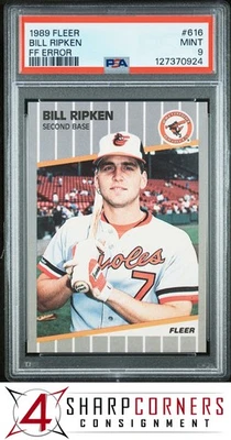 1989 FLEER #616 BILL RIPKEN ORIOLES FF ERROR PSA 9 - Image 1 of 2