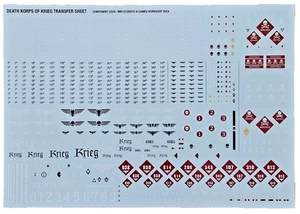 Warhammer 40k Death Korps ofkrieg - HOJA DE TRANSFERENCIA - - Imagen 1 de 1