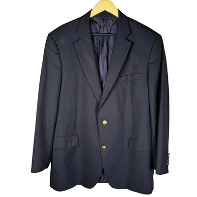 Brooks Brothers Loro Piana Blazer Mens 45L Wool Madison Navy w/Gold Buttons MINT - Image 1 of 4