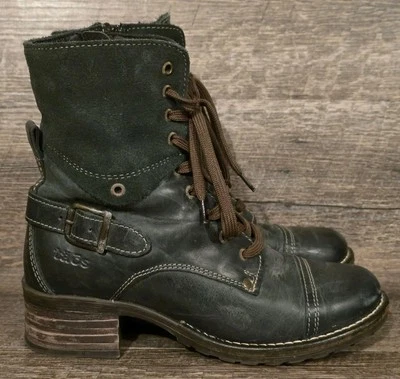 Botas de combate de cuero verde Taos Crave para mujer talla 6-6,5 (37)... ¡Envío rápido! Foto 1 de 4