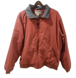 Ll Bean Mens Warm up Jacket XL Fleece Lined Bomber Thinsulate Orange Gray 205107 - Picture 1 of 11