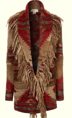 Ralph Lauren Pequeño Suéter RRL Polo Cárdigan Suroeste Azteca Flecos Rojo De Colección Foto 1 de 4